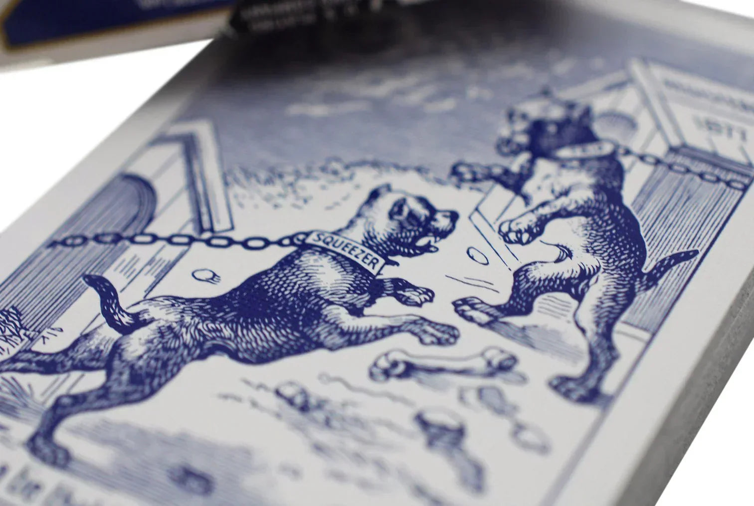 Bulldogs, Trip and Squeezer on the back of Squeezers playing cards