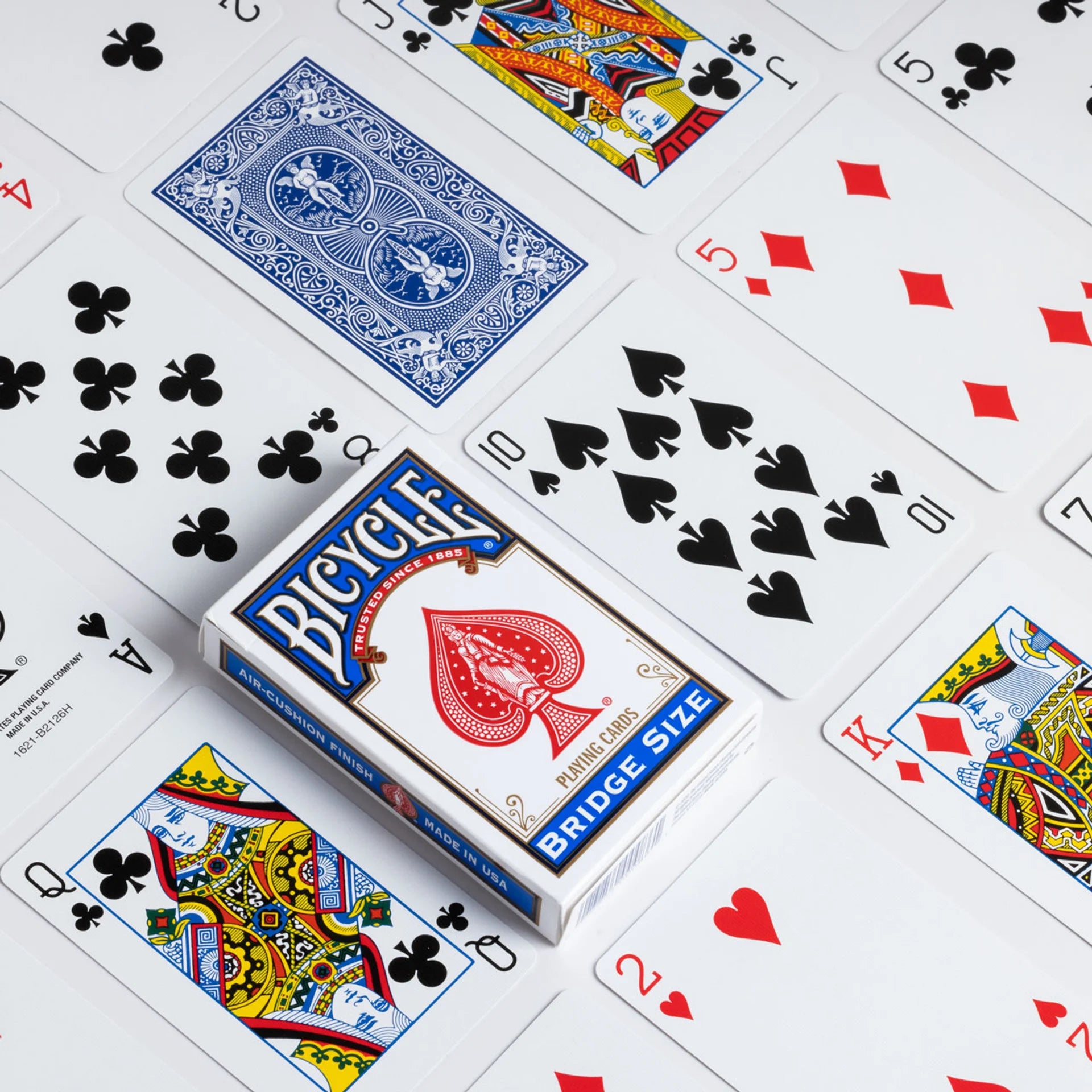Bicycle Bridge playing cards with various cards displayed on a white background