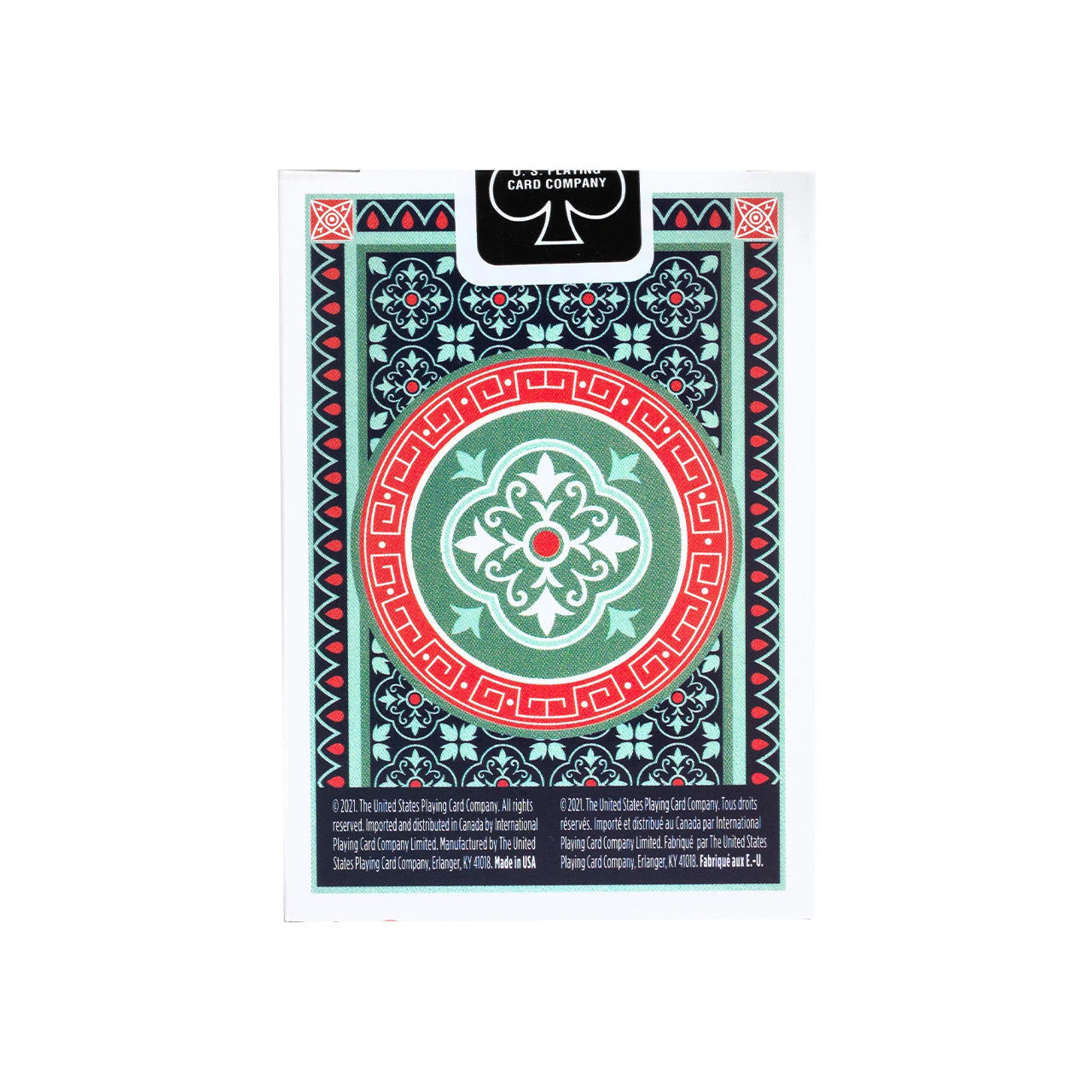 Bicycle Muralis Playing tuck box back packaging with decorative design on a white background