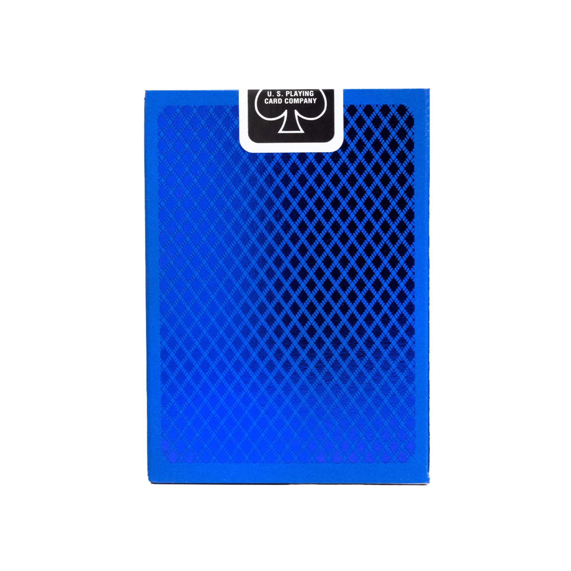 Blue deck of Bee Metalluxe cards with U.S. Playing Card Company logo on a white background