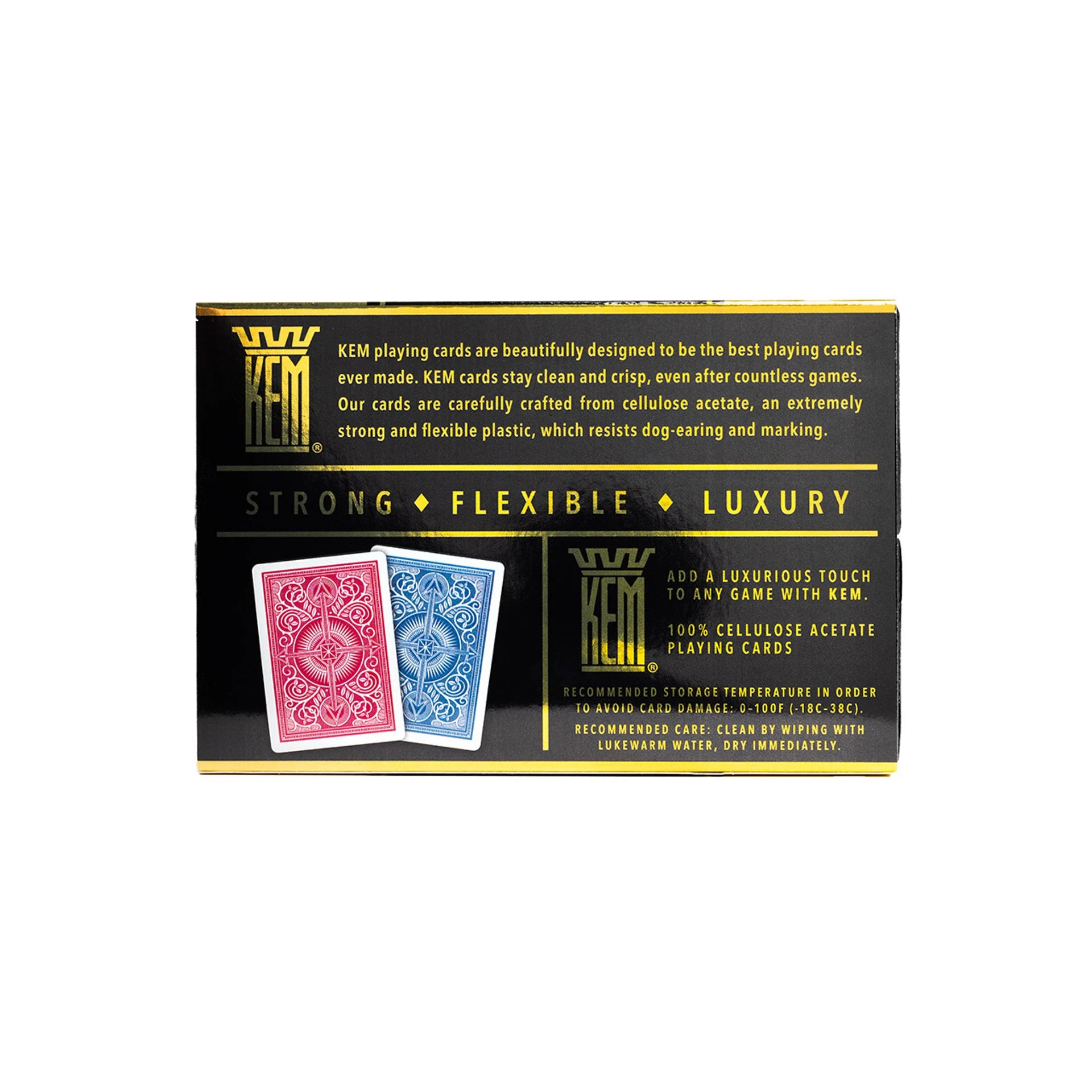 KEM playing cards packaging with two cards displayed on a white background
