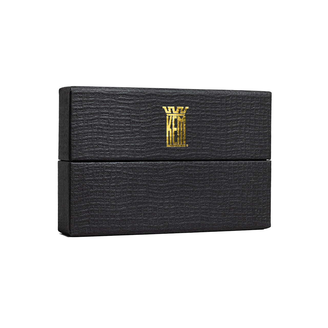 Black KEM Arrow Black & Gold Poker Jumbo Wide Index Playing Cards box with gold emblem on a white background