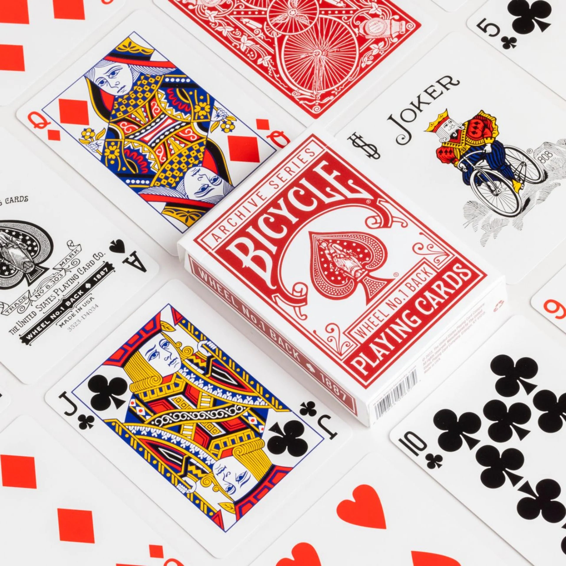 Bicycle Archive Series Wheel No. 1 Back playing cards with various cards displayed on a white background