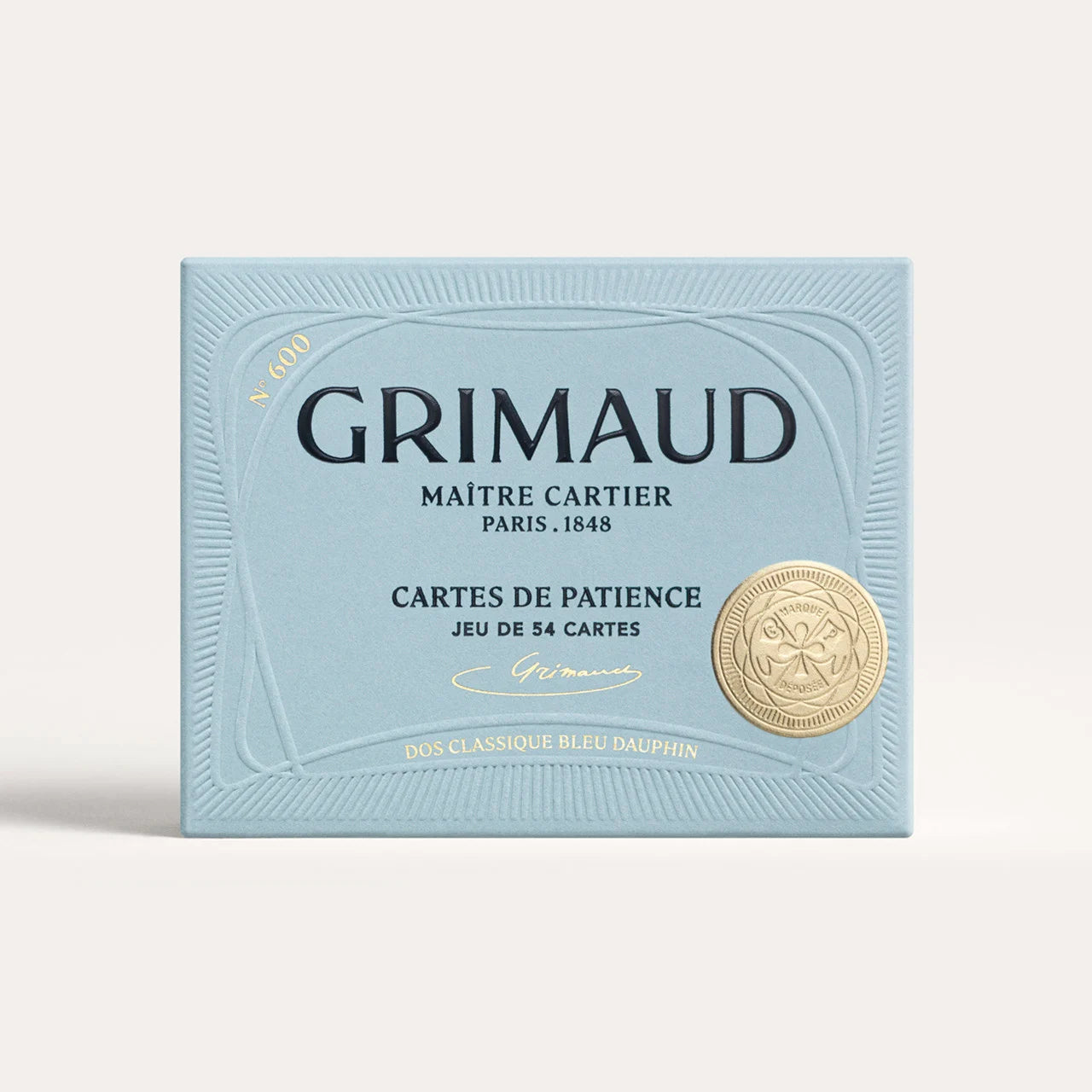 Grimaud N°600 : Cartes de Patience (Dolphin Blue) Playing Cards – Luxury French Solitaire Deck