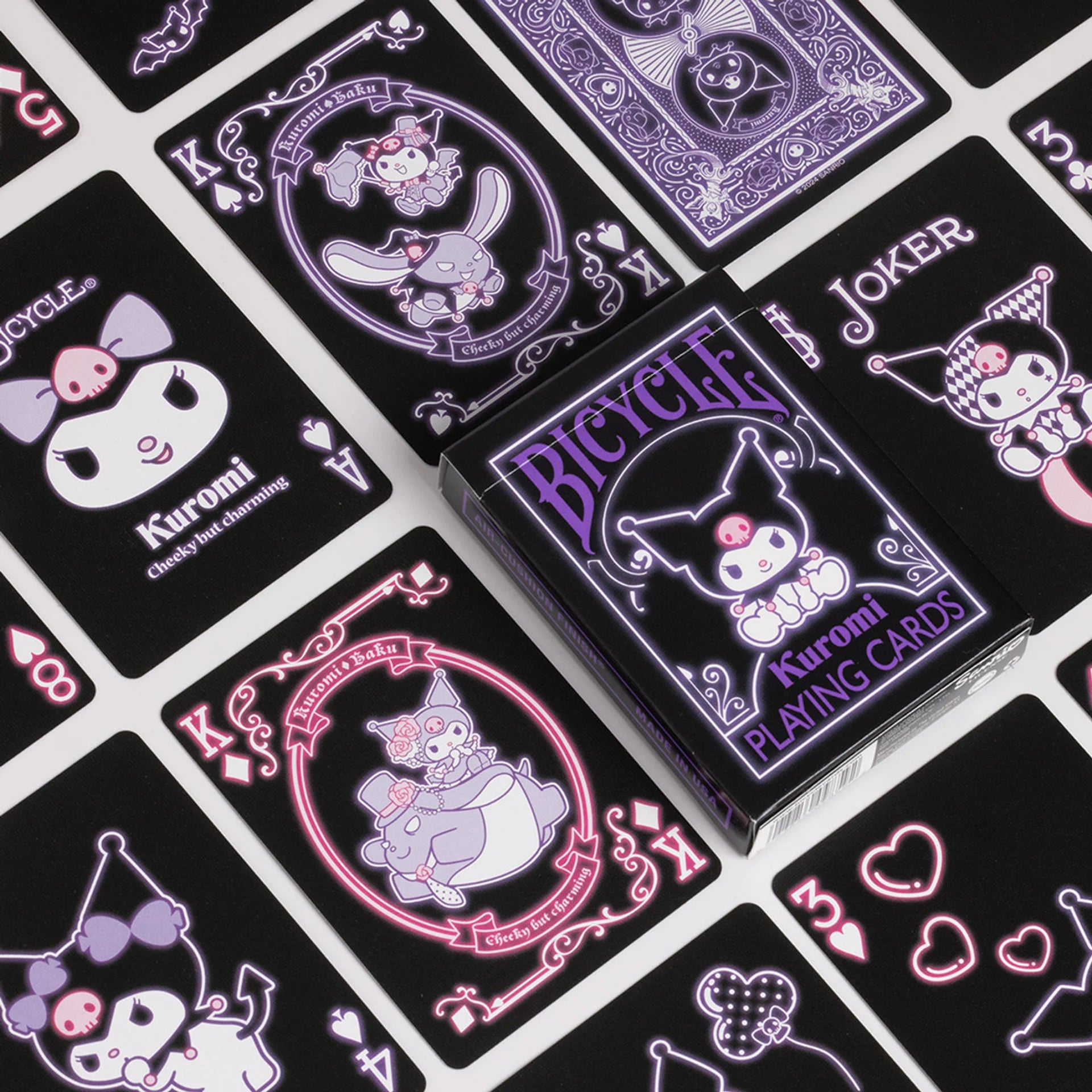 Bicycle Kuromi Playing Cards – Sanrio's Mischievous Rabbit with Neon Style