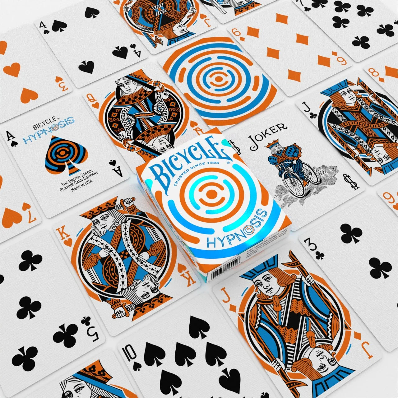 Bicycle Hypnosis Blue playing cards with custom courts and Jokers