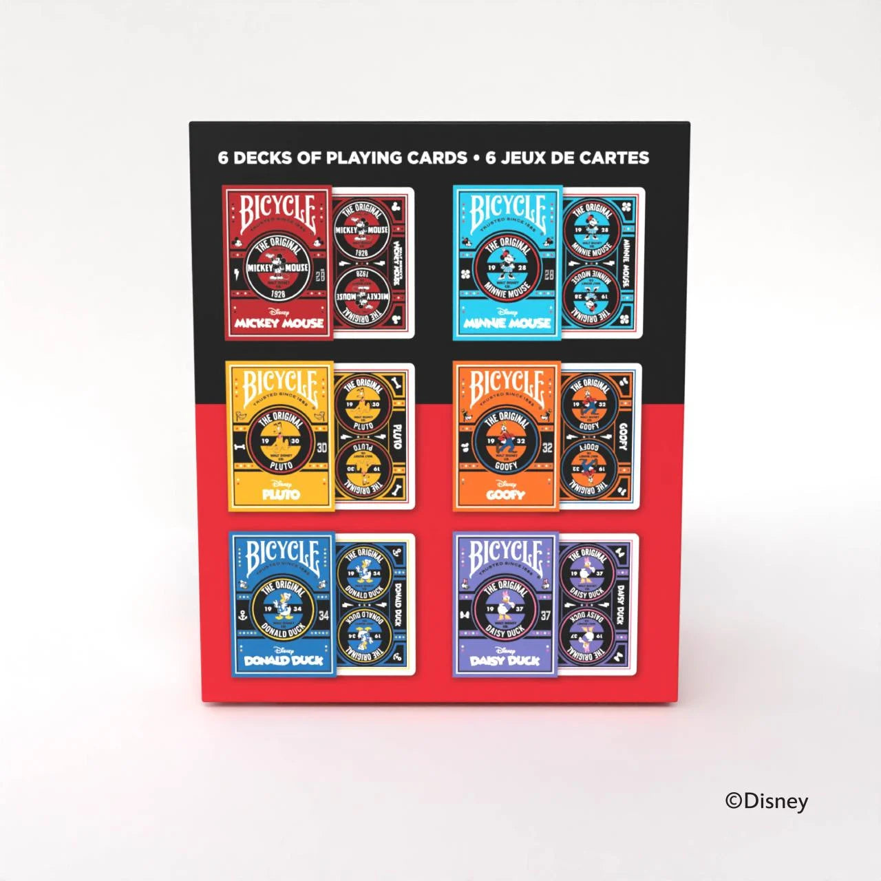 Back of Bicycle Disney Classic Mickey and Friends 6-Deck Box Set showing character deck
