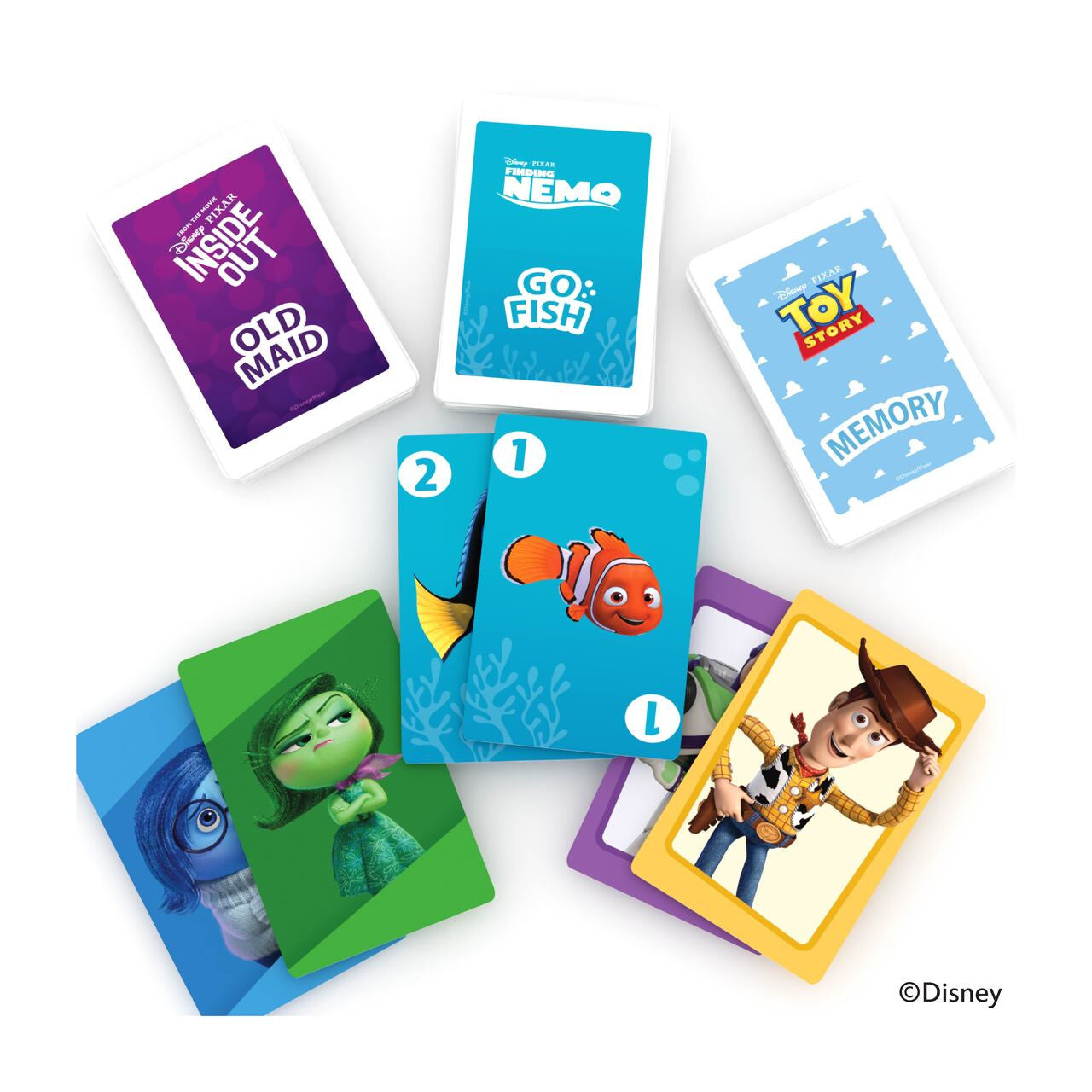 Bicycle Disney Pixar 3 in 1 card games with Toy Story, Finding Nemo, and Inside Out cards