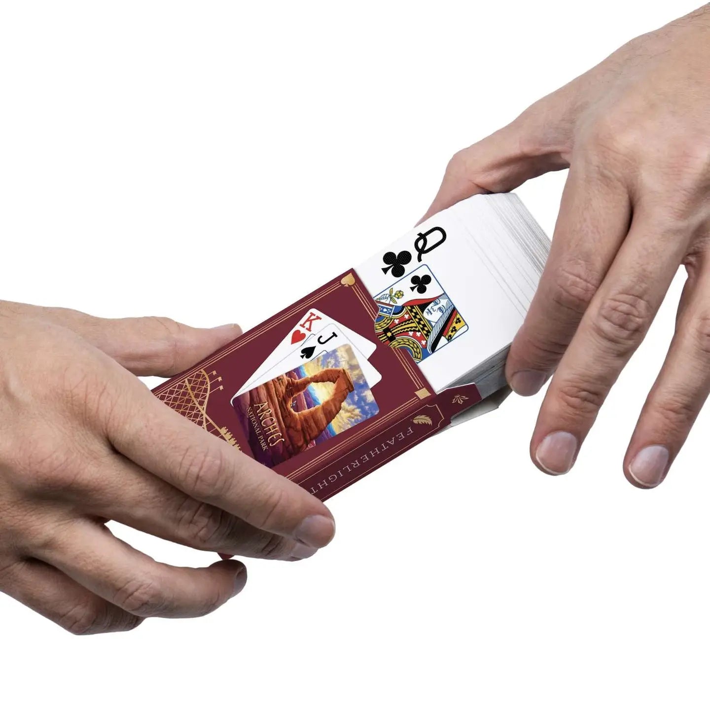 Arches National Park playing cards sliding from Boardwalk tuck box