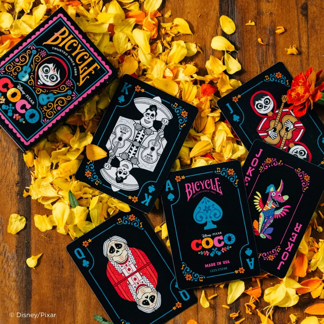 Bicycle Disney Coco tuck box with custom Ace, court cards and Jokers