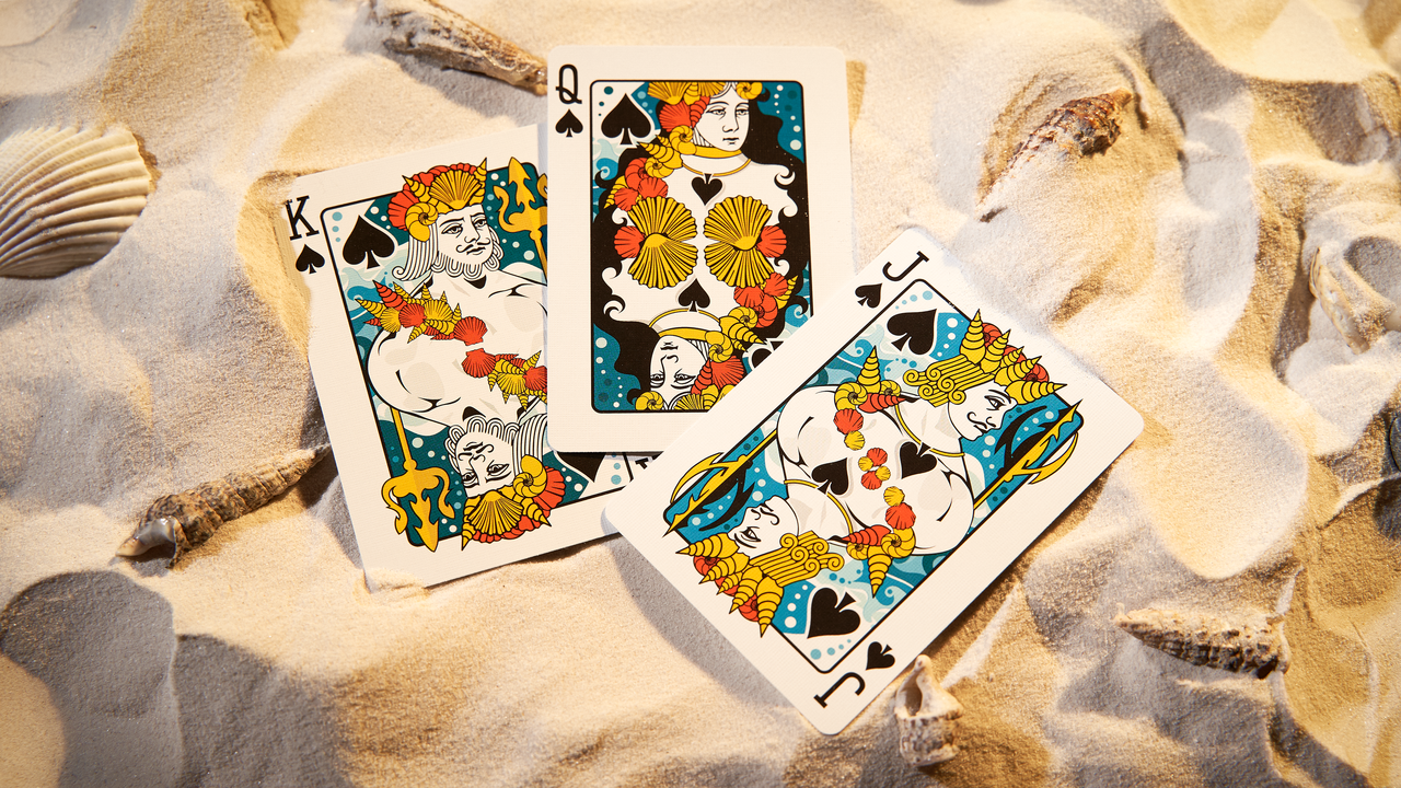 Jellyfish Playing Cards custom mer-person court cards on beach sand