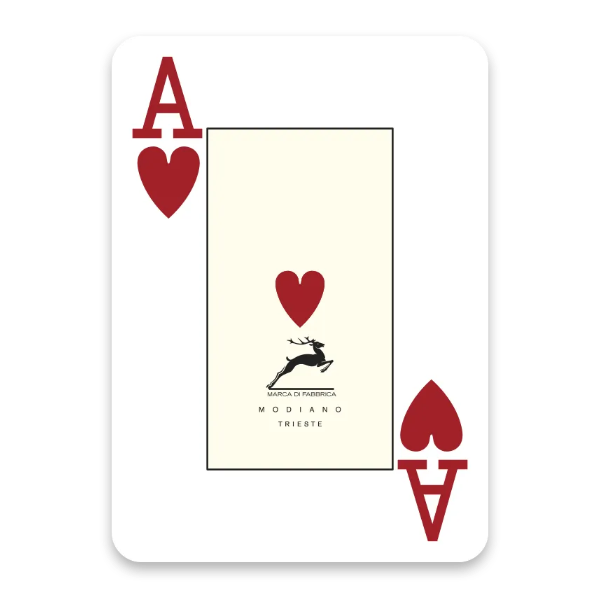 Modiano Golden Trophy playing card with Ace of Hearts design on a white background
