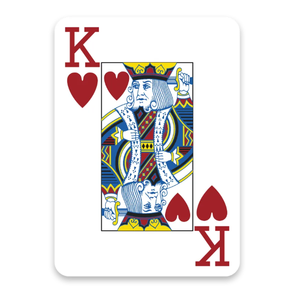 King of Hearts playing card with red hearts and a white border