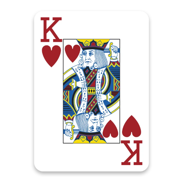 Modiano Golden Trophy King of Hearts playing card with red hearts and a white border