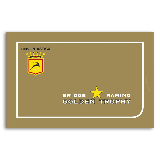 Card with Modiano Bridge Ramino Golden Trophy logo on a beige background