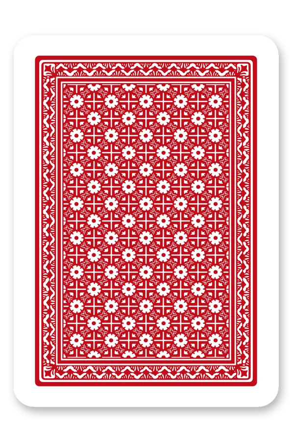Modiano Super red playing card with white floral pattern on a white background