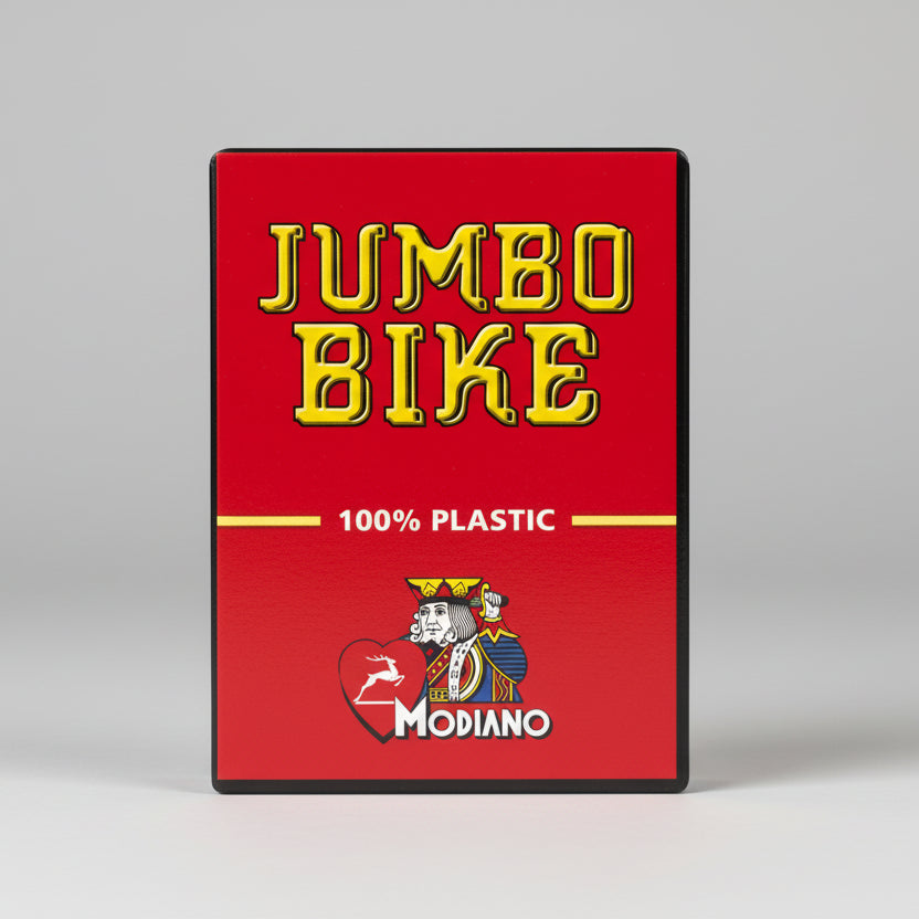 Red packaging for Jumbo Bike with Modiano logo