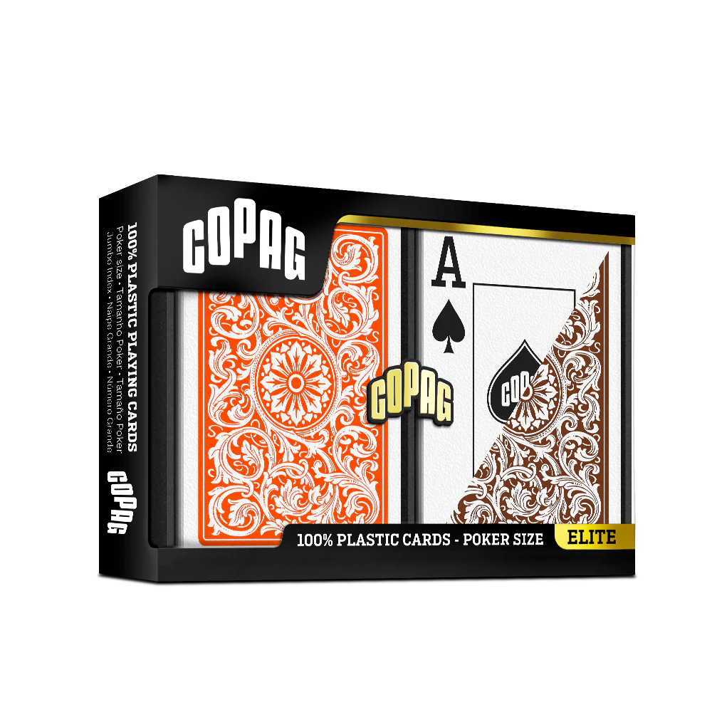 Copag 1546 Poker Jumbo Index – Orange & Brown Plastic Cards