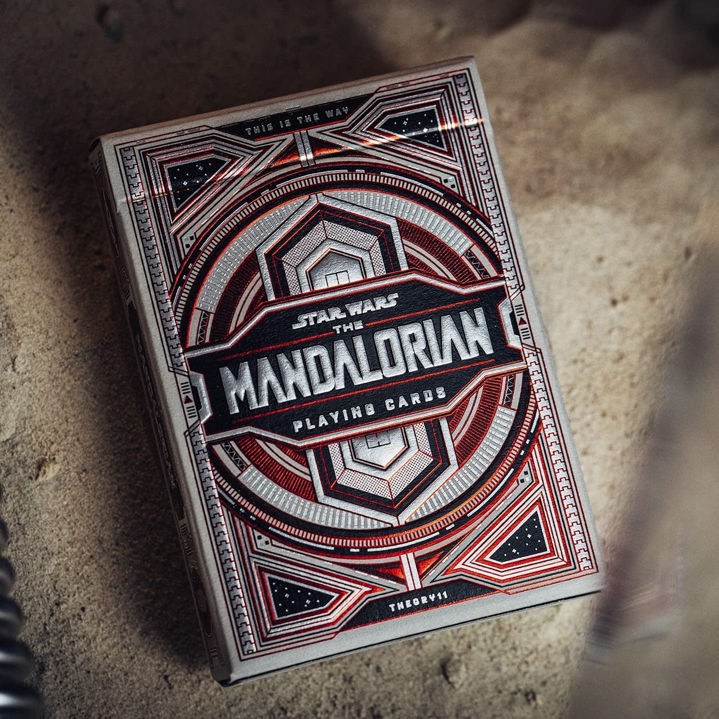Star Wars The Mandalorian playing cards on a textured surface