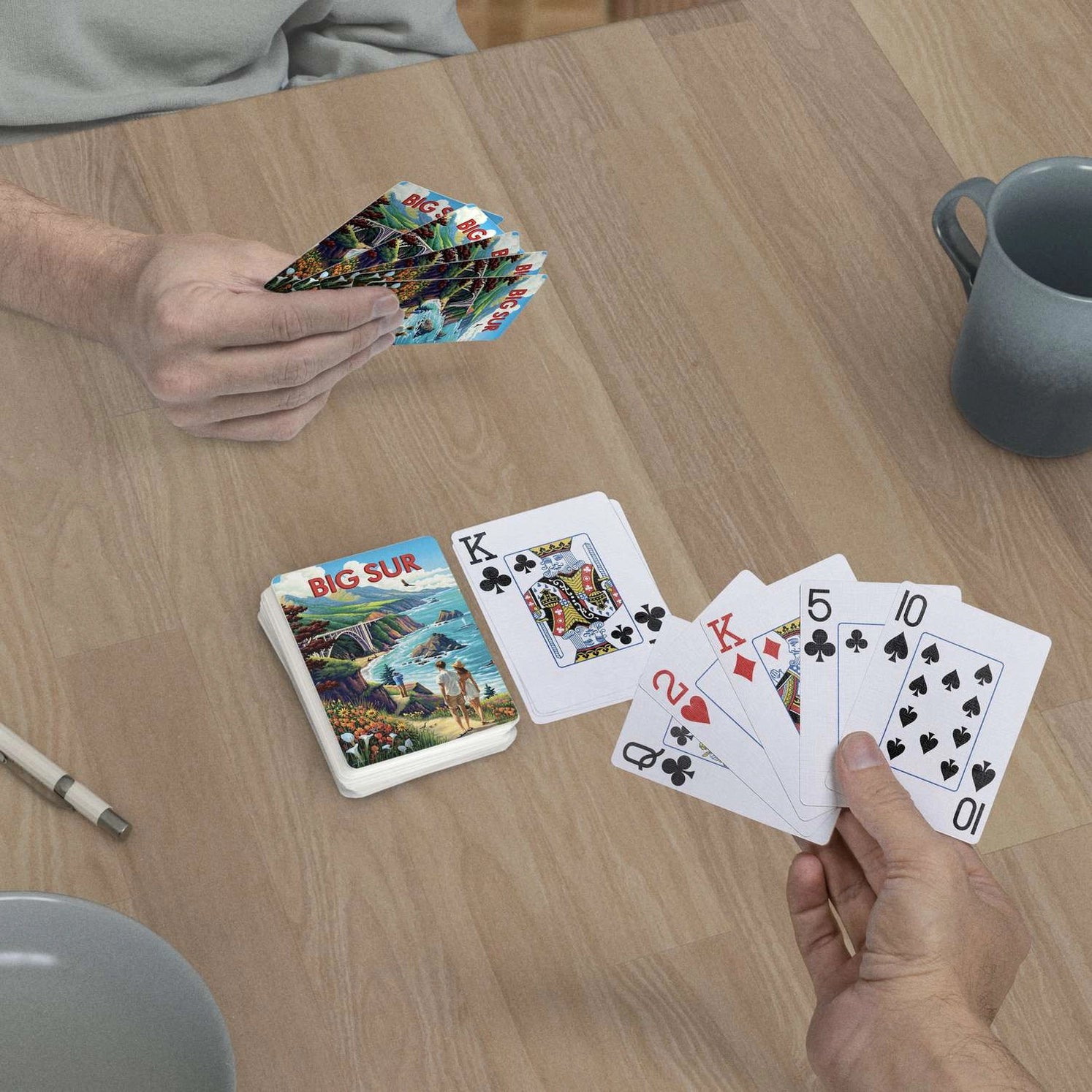 Big Sur Playing Cards by Boardwalk used in a casual card game