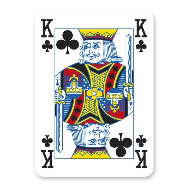 Modiano Golden Trophy King of Clubs playing card with colorful design on a white background