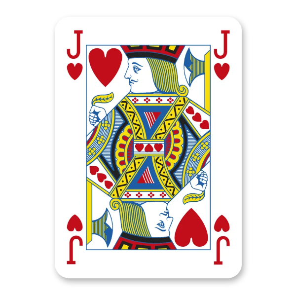 Modiano Golden Trophy Jack of Hearts playing card with colorful design on a white background