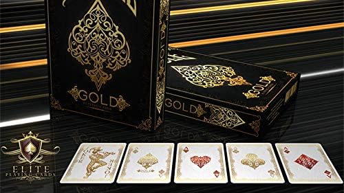 Bicycle Gold deck on glossy surface with Joker and four custom Aces laid out in front.