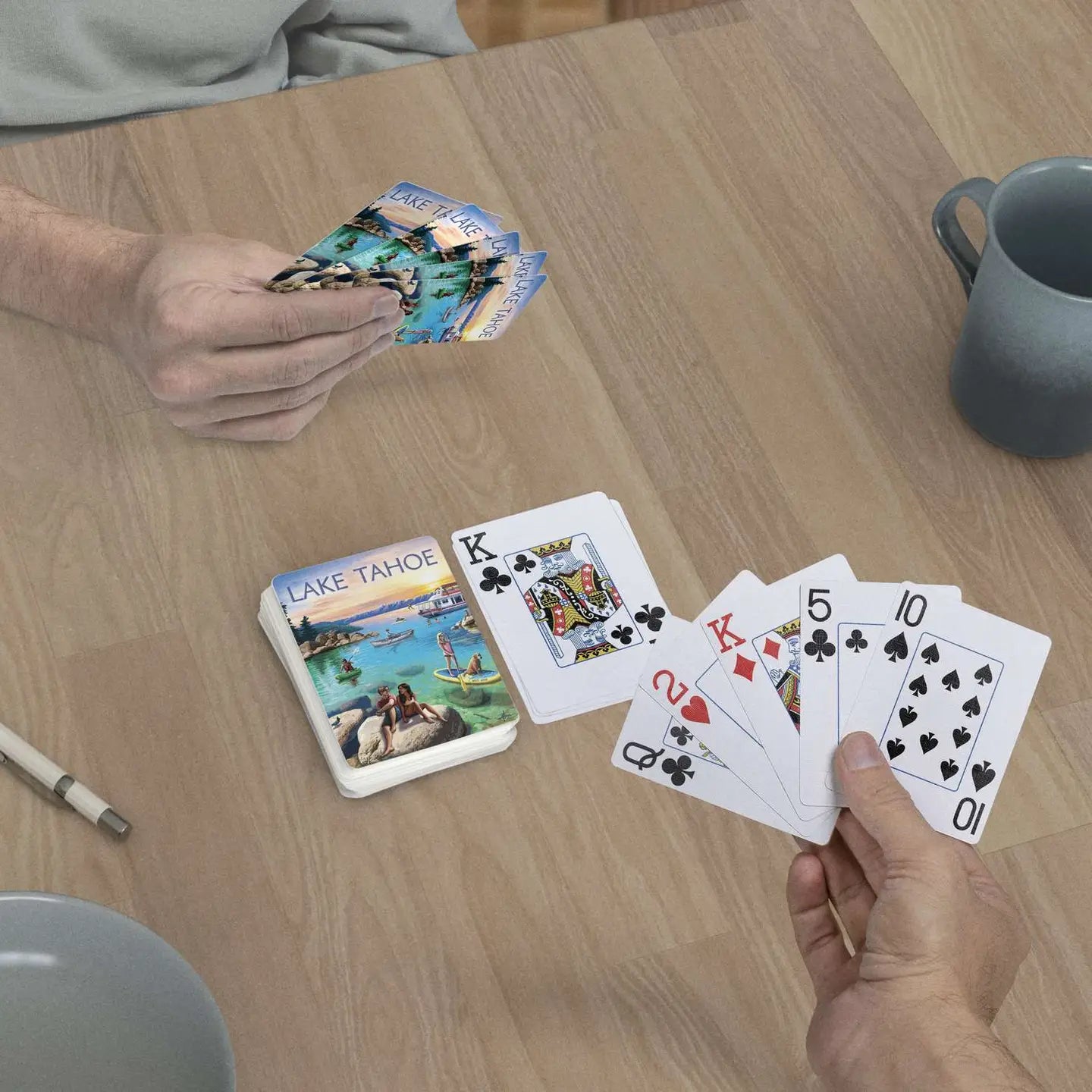 Lake Tahoe jumbo-index playing cards in use at a table