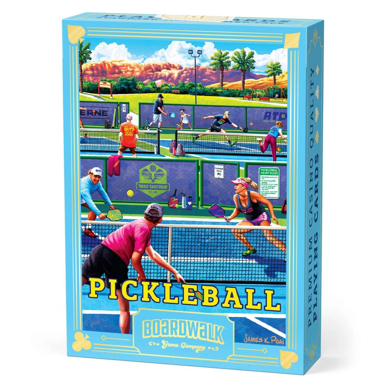 Boardwalk Pickleball Playing Cards tuck box with colorful court artwork