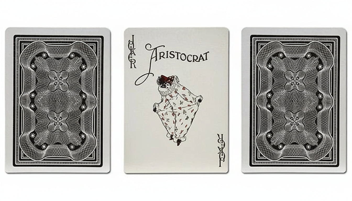 Playing cards with 'Aristocrat' branding on a white background
