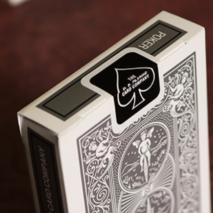 Bicycle Silver Rider Back deck with silver Rider Back card back and black USPCC seal