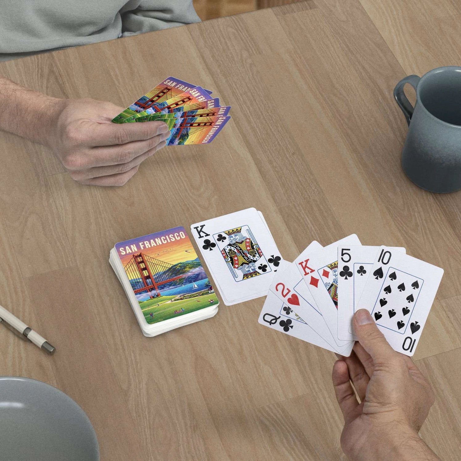 San Francisco Playing Cards by Boardwalk deck on table with jumbo index playing-card faces