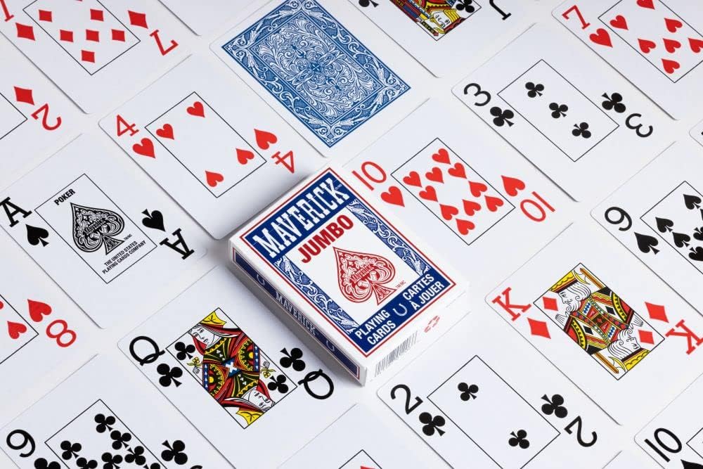 Jumbo Jumbo print playing cards with a deck on top