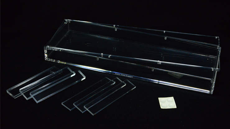 Clear acrylic components on a black background