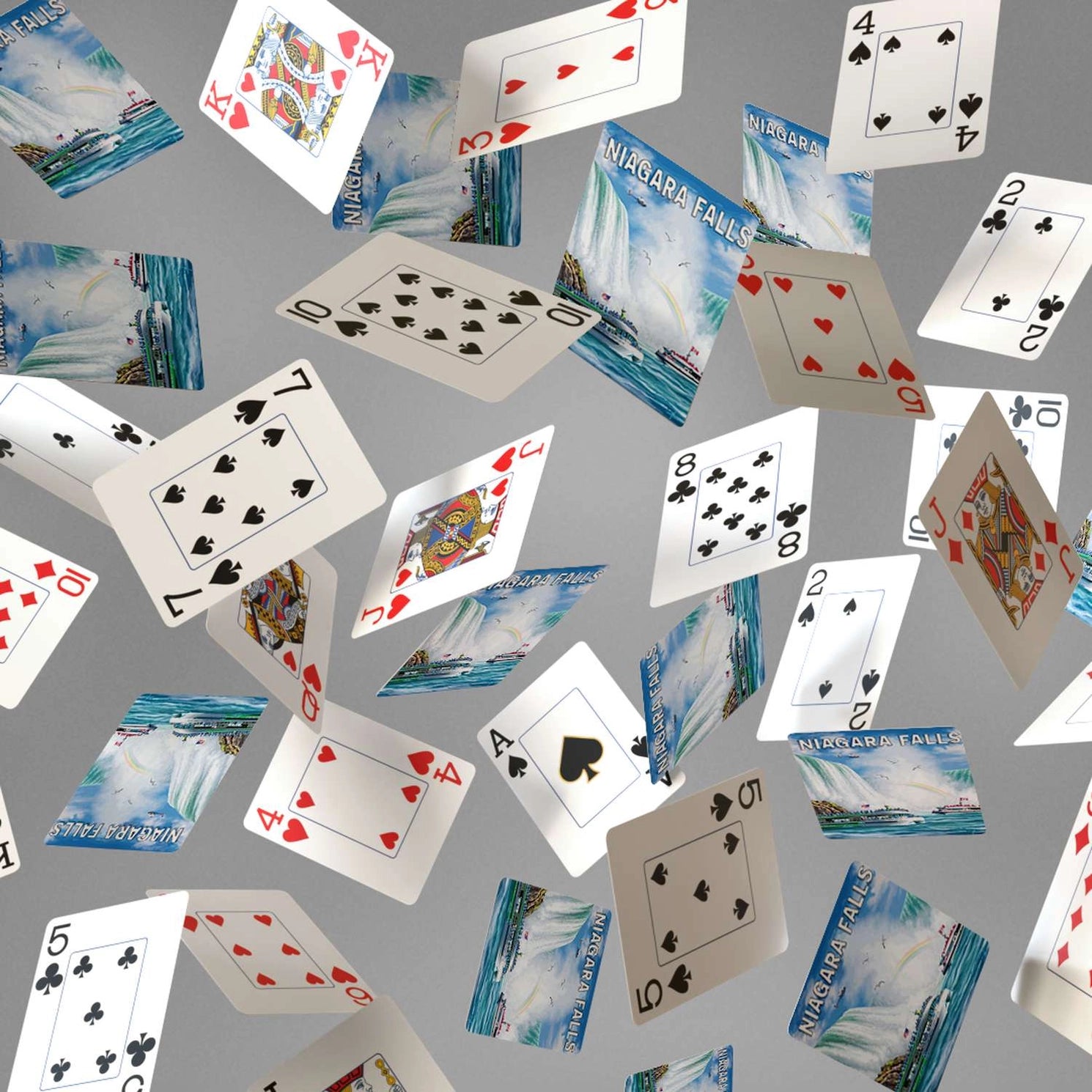 Niagara Falls Playing Cards by Boardwalk card backs in falling card display