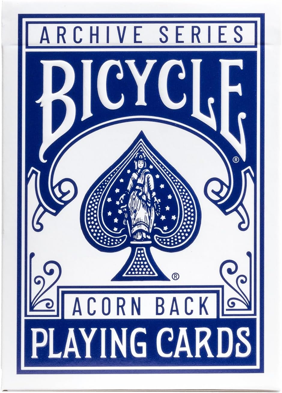 Bicycle Archive Series Acorn Back 1891 playing cards logo with blue ace of spades design on a white background