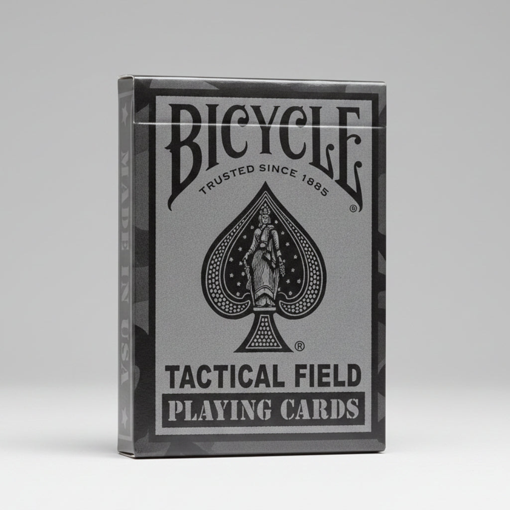 Bicycle Tactical Field Special Ops Black tuck box front with Bicycle logo and made in USA side panel