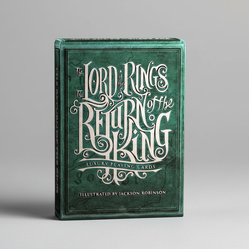 Green King’s Wild Project Lord of the Rings: The Return of the King tuck box with ornate silver lettering.