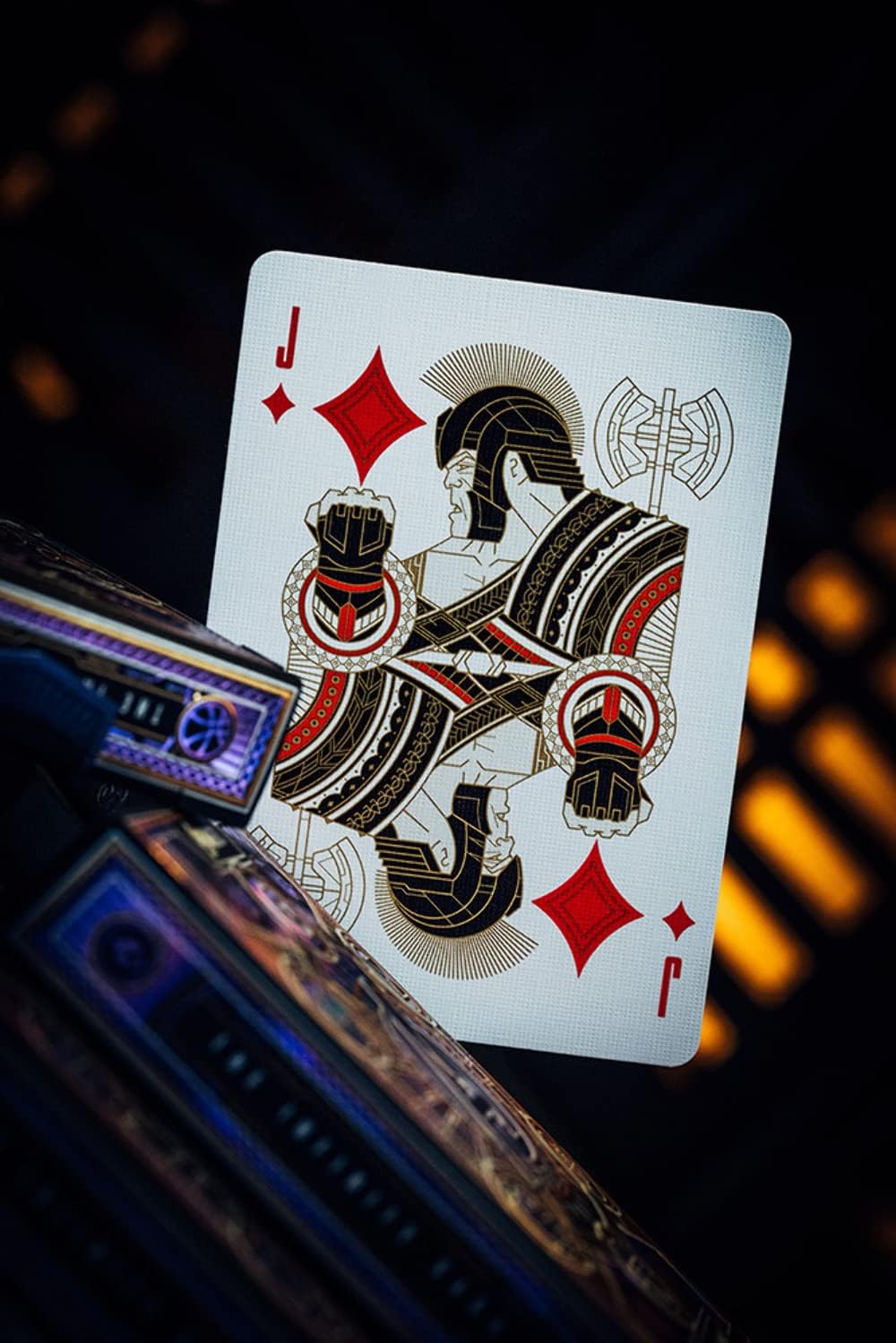 Playing card with a design on a blurred background