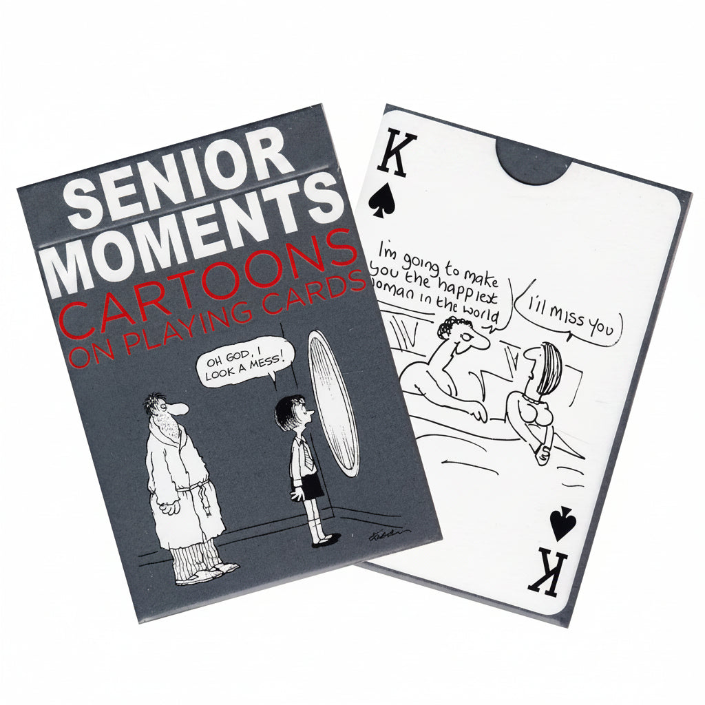 Piatnik Senior Moments playing card tuck box with custom Life You Are Here card backs