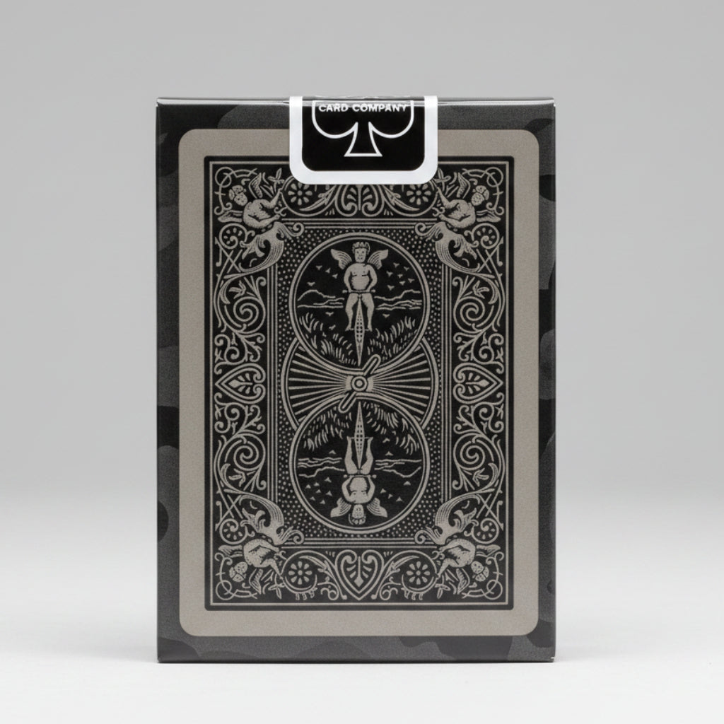Bicycle Tactical Field Special Ops Black card back with black and gray camouflage tuck packaging