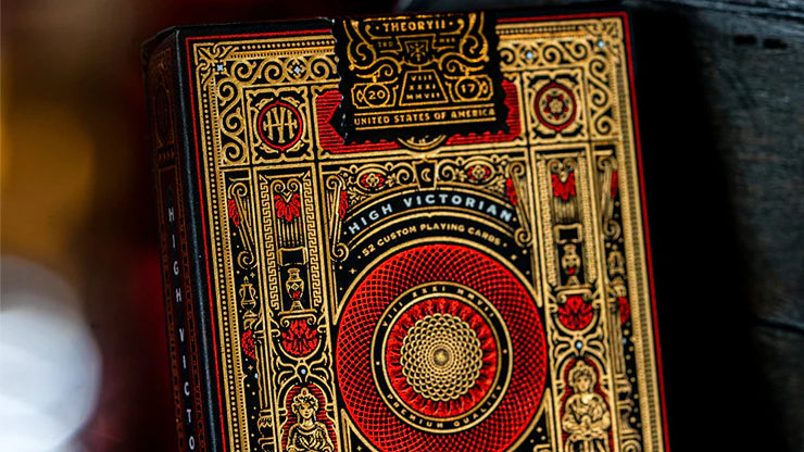 High Victorian playing cards with intricate design on a dark background