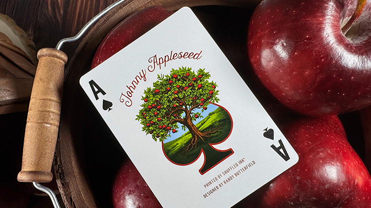 Johnny Appleseed custom Ace of Spades with apple tree illustration