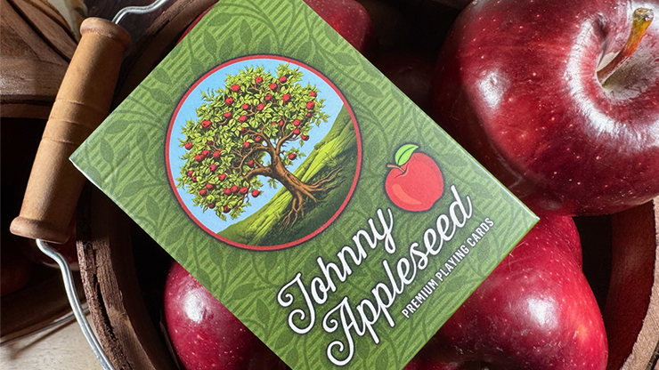 Johnny Appleseed Playing Cards tuck box with apple tree artwork