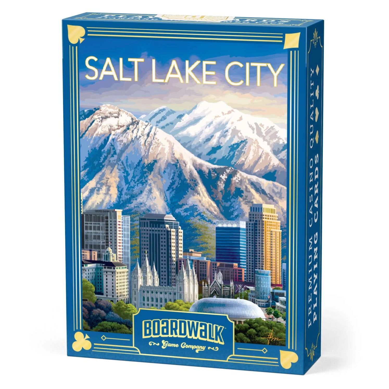 Salt Lake City Playing Cards by Boardwalk tuck box with skyline and snow-covered mountain artwork