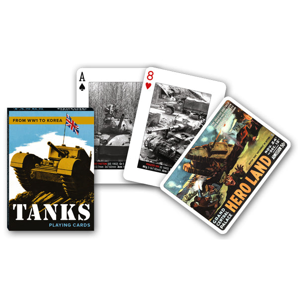 Piatnik Tanks playing cards featuring armored vehicles from World War I through Korea