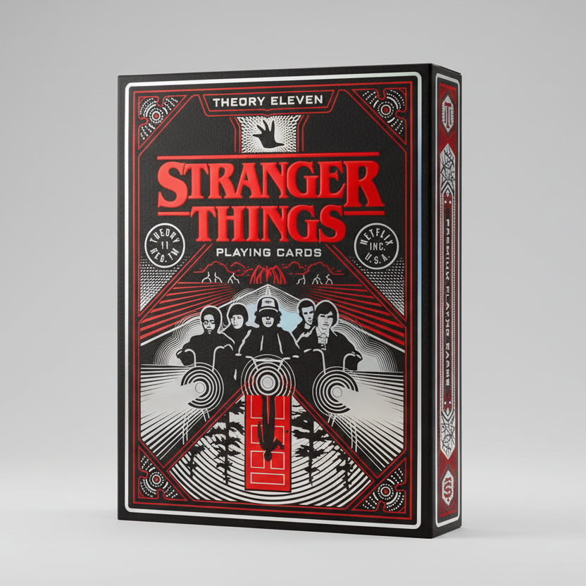 Stranger Things playing cards with red and black design