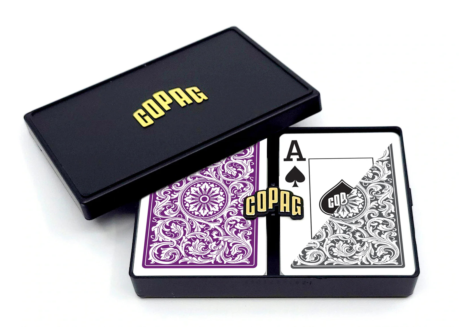 Copag 1546 Playing Cards – Poker Size, Jumbo Index (Purple & Gray) with a black box on a white background