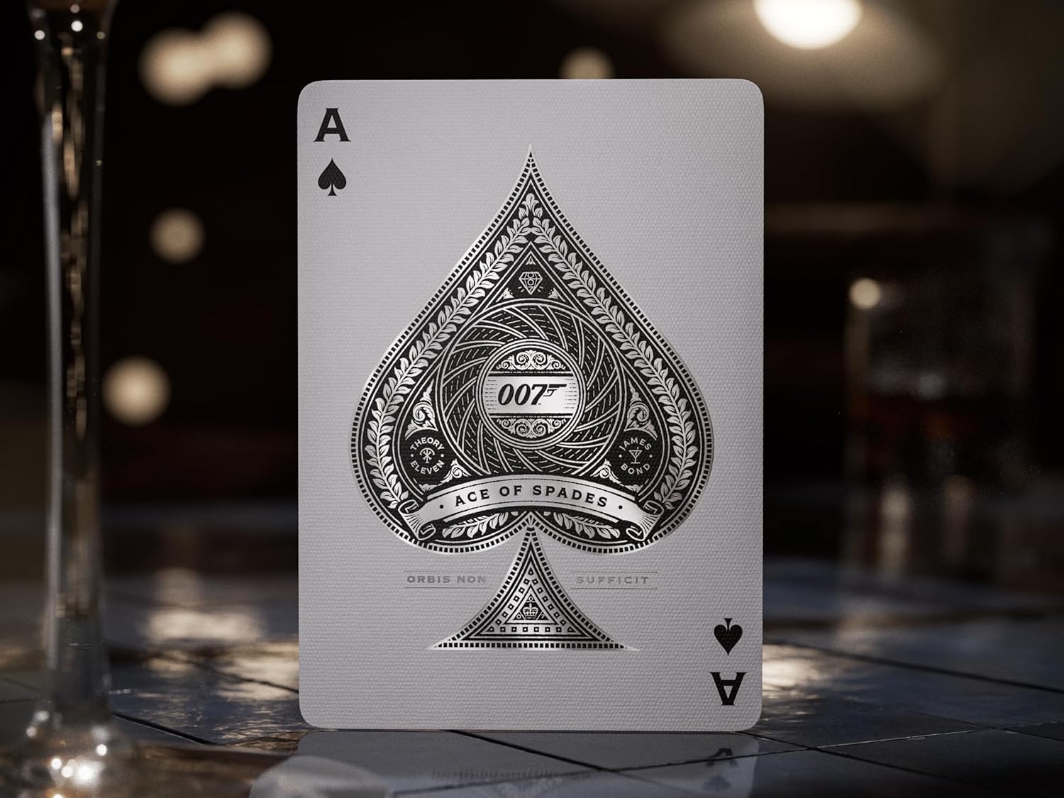 Ace of Spades playing card with '007' design on a dark background