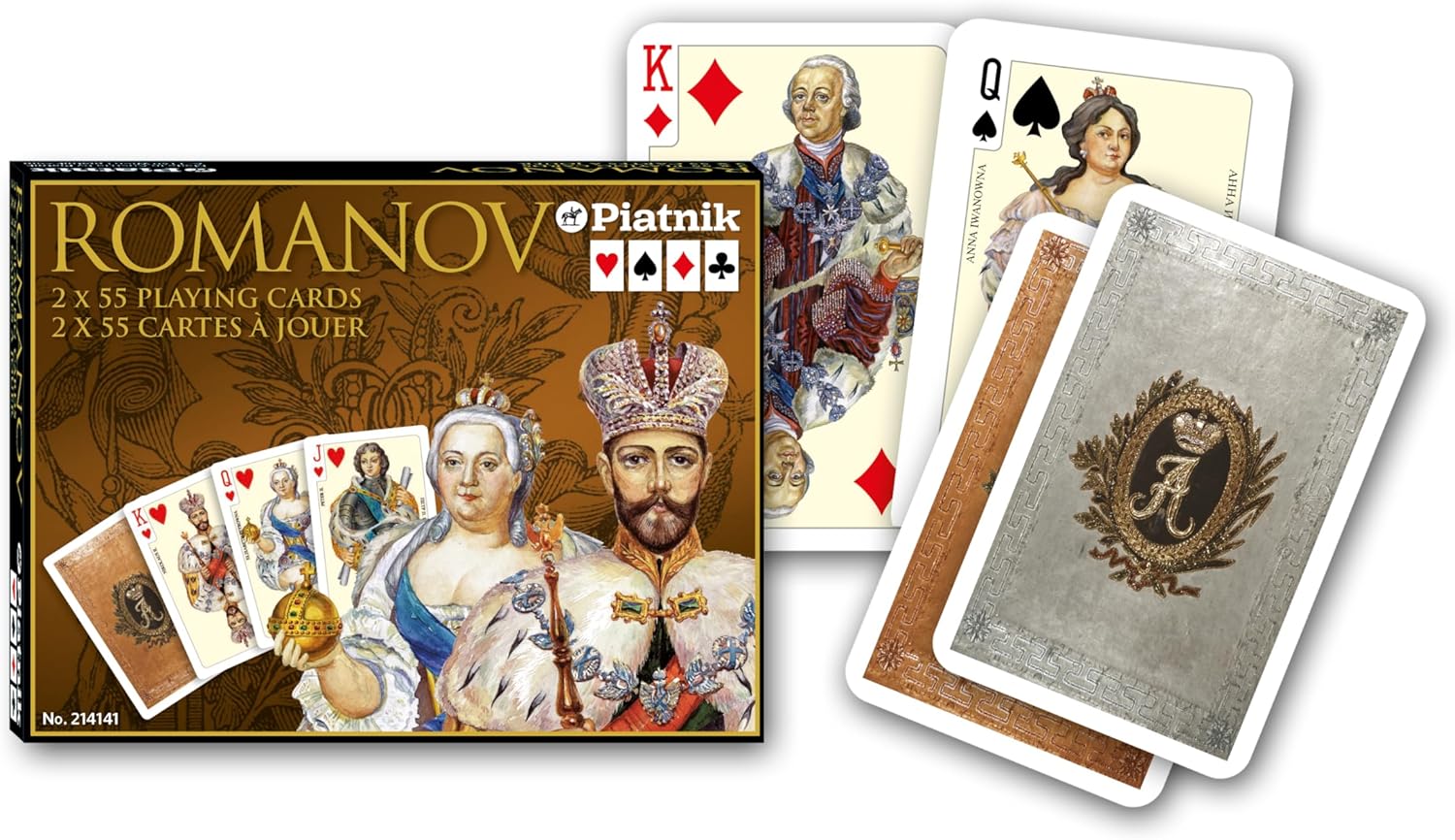 Romanov playing cards with box and cards displayed